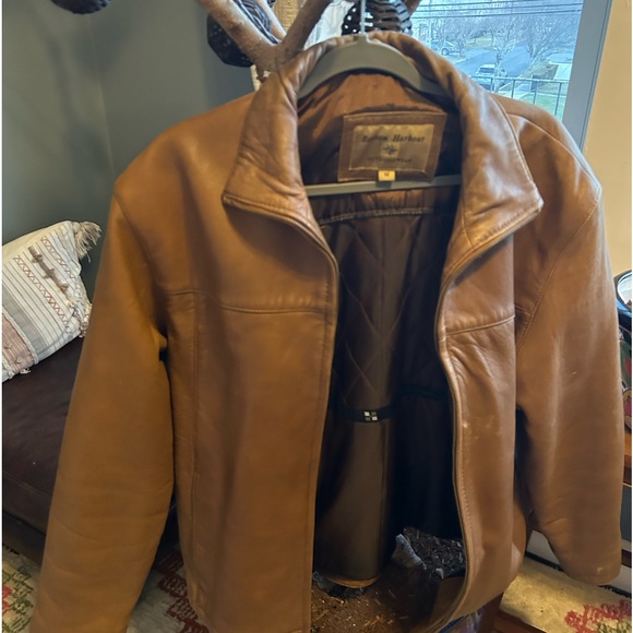 Vintage 90’s Men’s Leather Tan Jacket, size medium - Picture 1 of 5